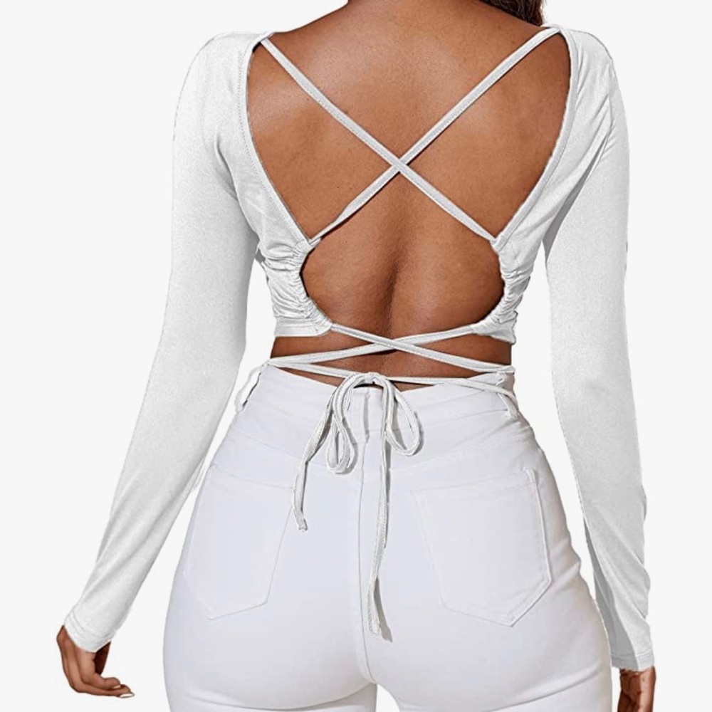 Nasty Gal Open Back Cropped Long Sleeve